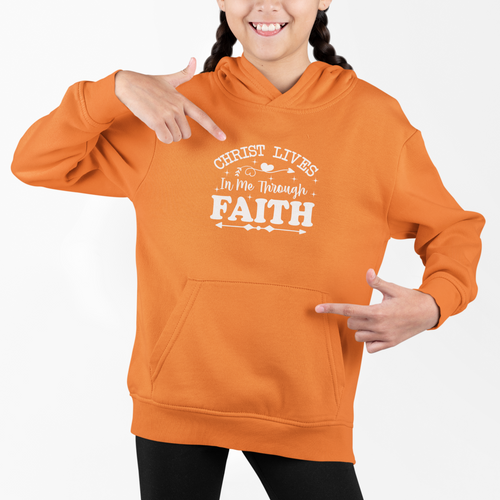 Faith-Inspired Kids Hoodie - Christ Lives Through Faith